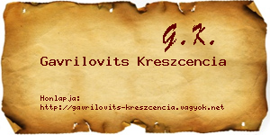 Gavrilovits Kreszcencia névjegykártya